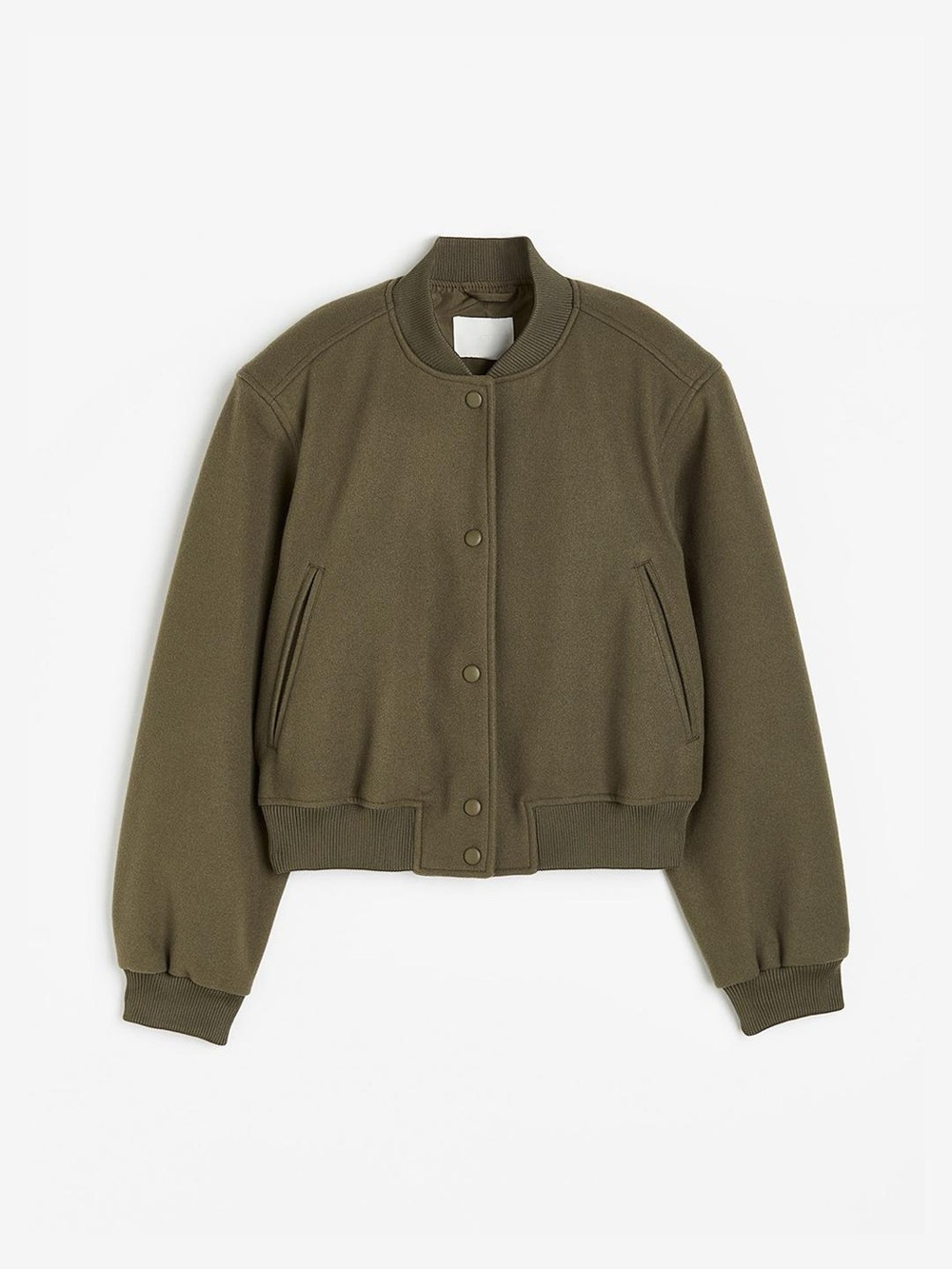 H&M Felted Bomber Jacket Olive Green Size Medium